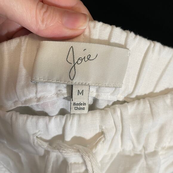 Joie Stuva Linen Jogger Pants White Drawstring Sporty Prep Neutral Pockets M - Picture 3 of 6